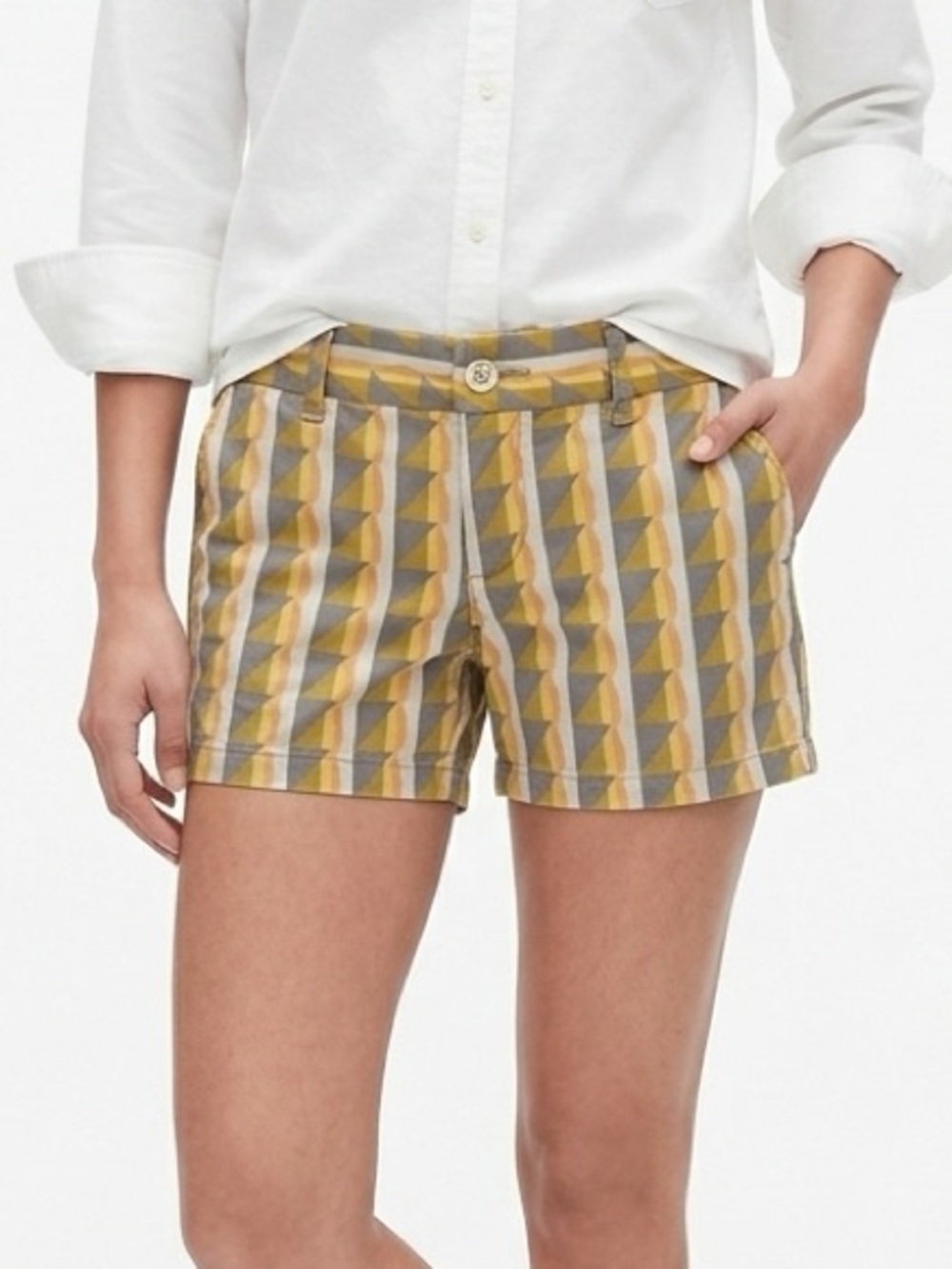 GAP “Hadley” Aztec Orange Yellow Stone Chino Shorts Size 0 EUC Y2K
